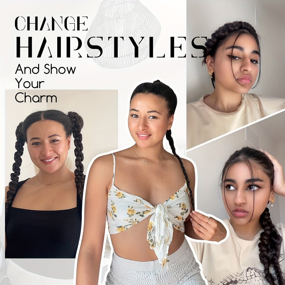 2pcs Y2K Style 66.04 cm Heat-Resistant Synthetic Ponytail Extensions for Women & Girls with Thin Hair - Japanese Korean Inspired Braid Hair Extensions for Volume & Length, Hair Accessories