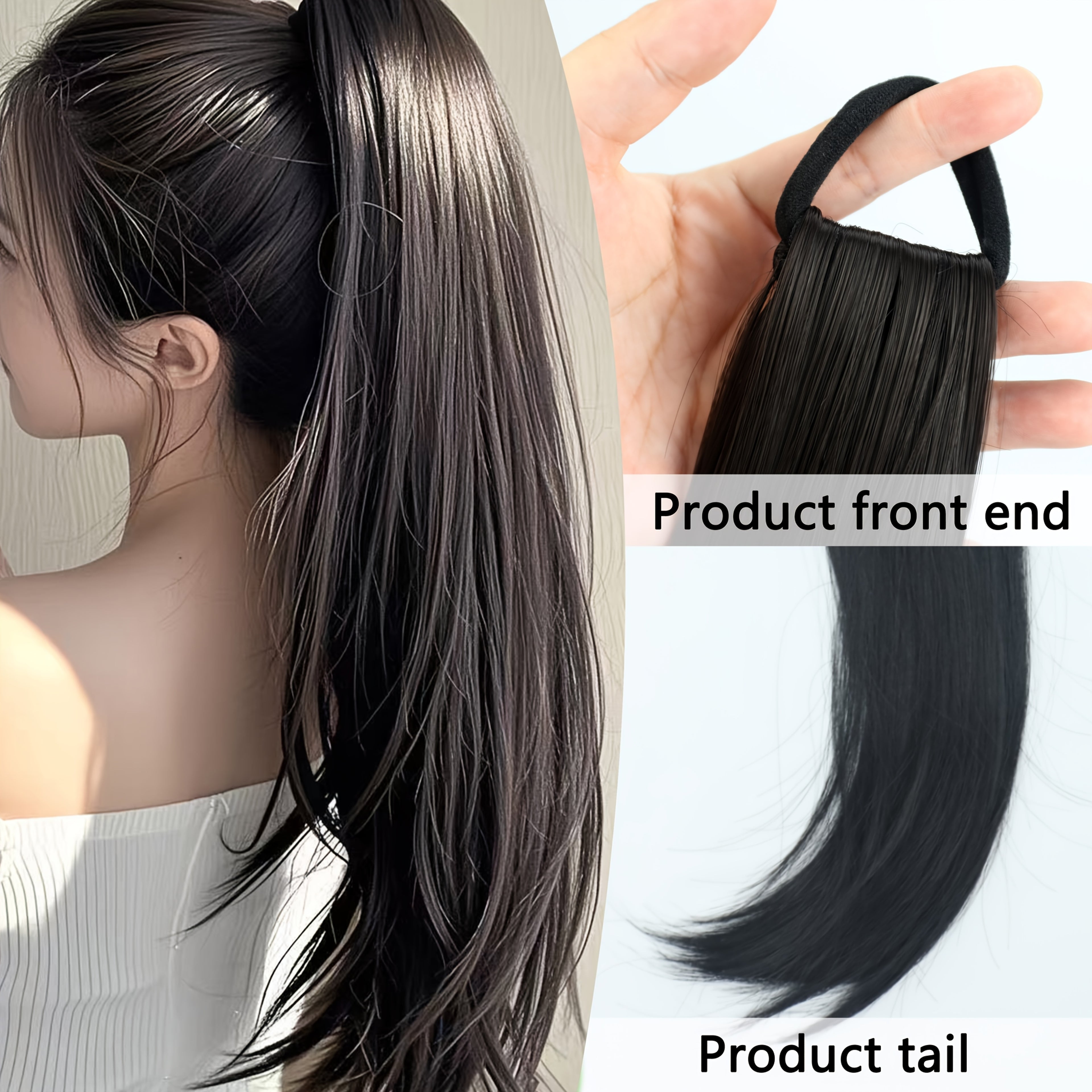Elegant 50.8 cm hair piece with a Women's ponytail extension, universal synthetic long hair, naturally looking slightly curly, high elasticity loop, suitable for all ages, multiple styling options.