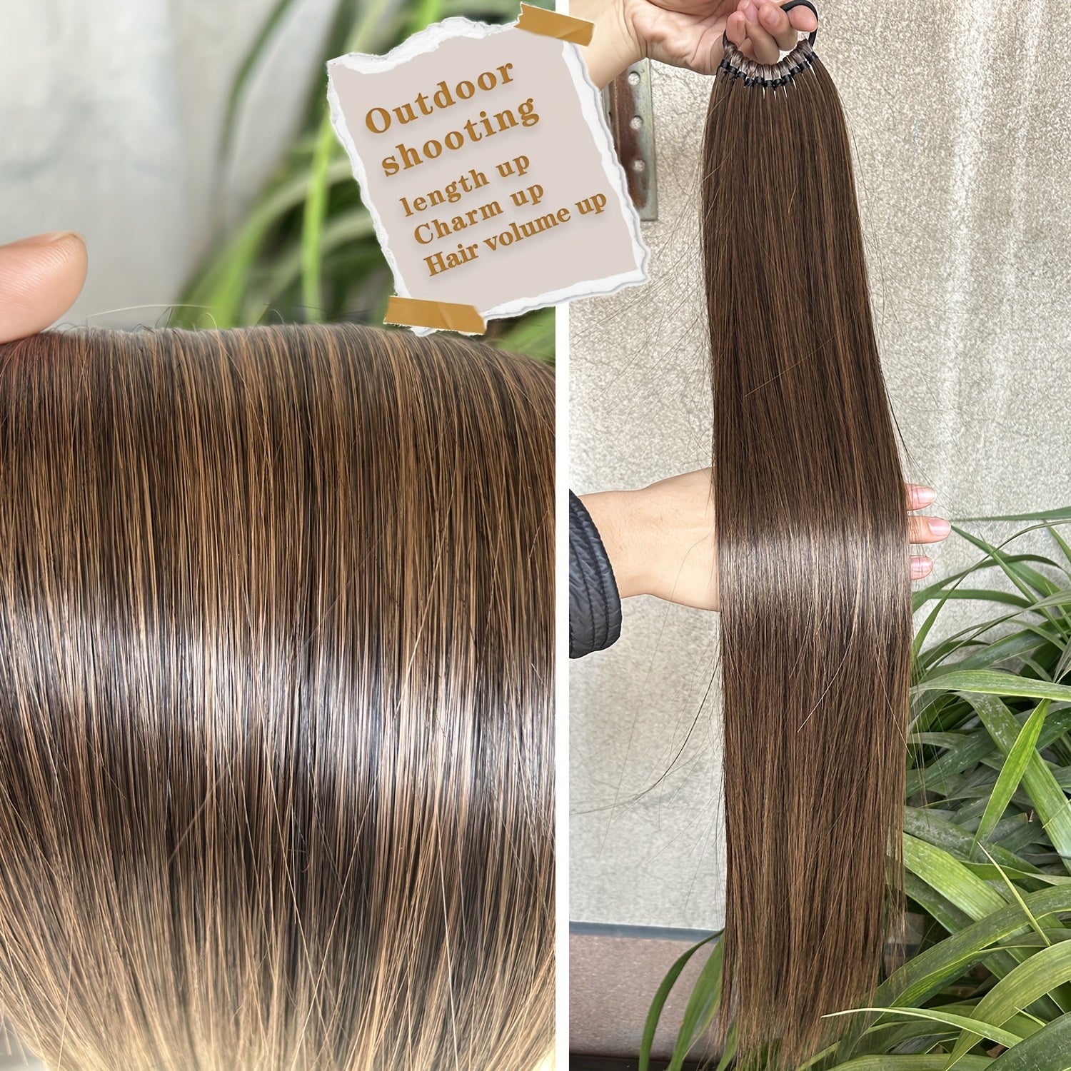 Long Straight Ponytail Extension Wrap Around Ponytail Clip in Hair Extensions, High-Temperature Resistant Synthetic Fiber Hairpiece, Easy to Wear for Daily Use, One Size Fits All Halloween