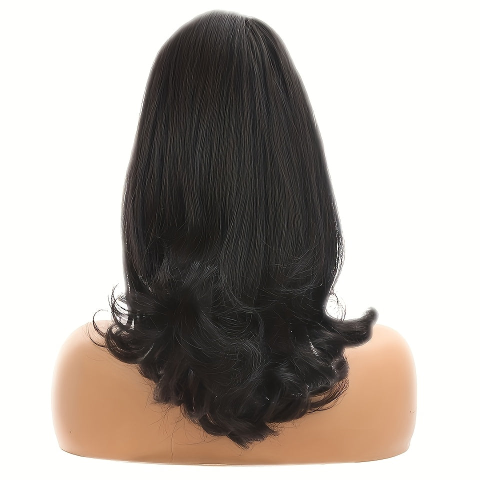16 Kinky Straight Synthetic Ponytail Hair Extensions with 2 Plastic Comb & Drawstring - Natural Black Loose Curly Style, Easy to Style, Adds Volume & Length, Perfect for Women'S Hair, Versatile Hairpiece, Secure Fit Hairpiece