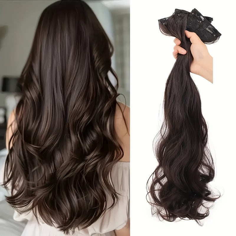 [Elegant Hair Extensions] 3pcs Elegant Women's Natural Wave Hair Extensions Set | Clip-In Wig Pieces, Soft & Fluffy, Lightweight Texture, Seamless Design - Perfect for Daily Wear & Parties