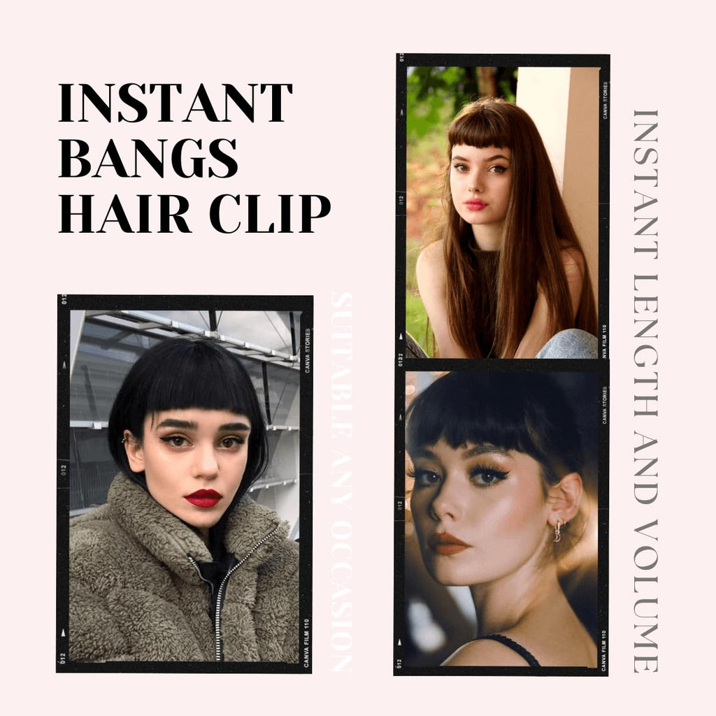 Women's Clip-in Human Hair Bangs - Natural Look Front Fringe Extensions, Easy to Apply No Glue Needed, Dark Brown/Black/, Straight Hairstyle for Everyday & Special Events - Salon-Quality Hairpiece for Added Volume & Dimension