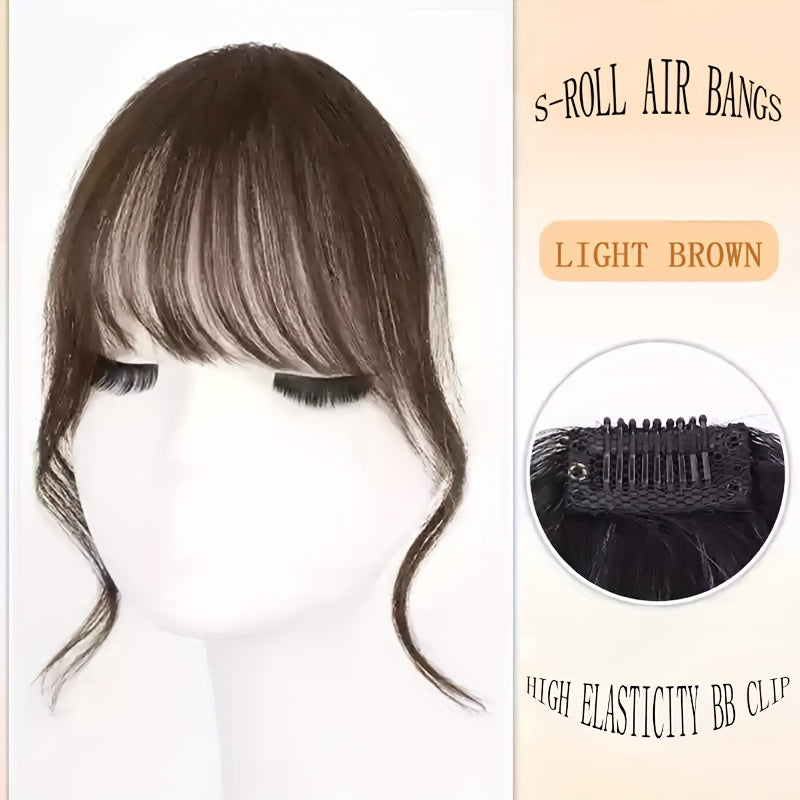 1pc Elegant Synthetic Bangs Hair Clip, Natural Full Bangs Hair Accessories for Daily Wear, Deep Brown, Black, Bangs Hair Accessories