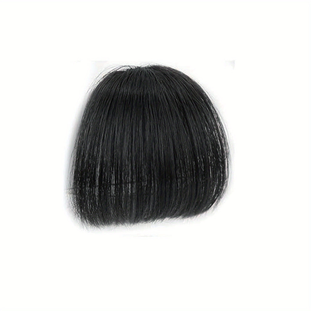Women's Clip-in Human Hair Bangs - Natural Look Front Fringe Extensions, Easy to Apply No Glue Needed, Dark Brown/Black/, Straight Hairstyle for Everyday & Special Events - Salon-Quality Hairpiece for Added Volume & Dimension