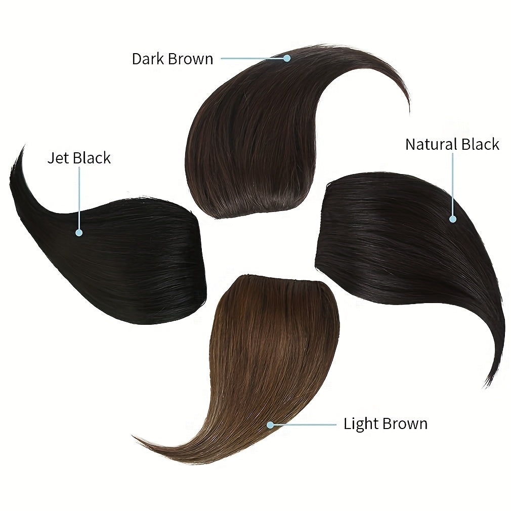 Women's Basic Style Clip-In Side Swept Bangs Extension, Thick Natural-Looking Fringe, Synthetic Straight Hair, Suitable for All Users
