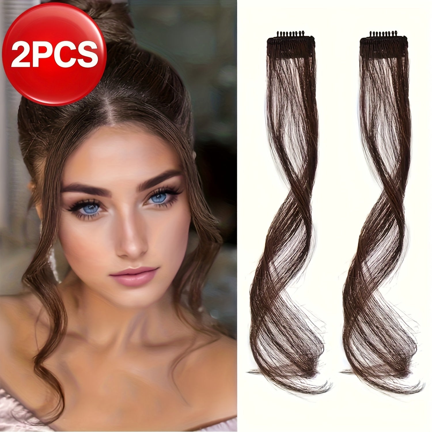 2pcs Side Swept Bangs Clip-In Wig Set with Long Sideburns - 30.48 cm Synthetic Hair Extensions for Women, Natural Body Wave, Perfect for Music Festivals, Christmas Parties & Everyday Use, Festive Hairpiece, Sleek Hairpiece, Secure Fit Hairpiece