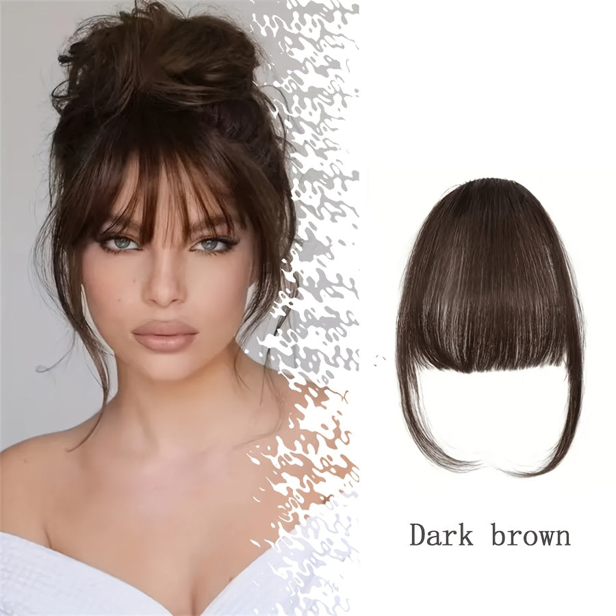 1pc Elegant Synthetic Bangs Hair Clip, Natural Full Bangs Hair Accessories for Daily Wear, Deep Brown, Black, Bangs Hair Accessories