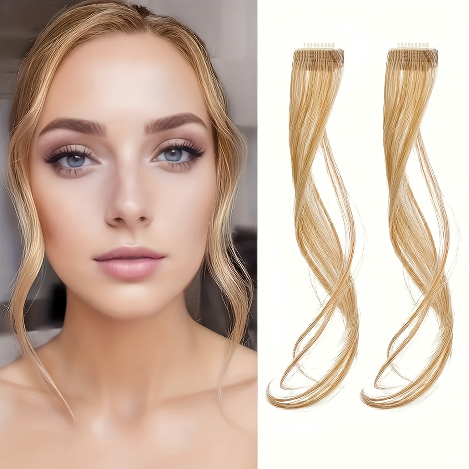 2pcs Side Swept Bangs Clip-In Wig Set with Long Sideburns - 30.48 cm Synthetic Hair Extensions for Women, Natural Body Wave, Perfect for Music Festivals, Christmas Parties & Everyday Use, Festive Hairpiece, Sleek Hairpiece, Secure Fit Hairpiece