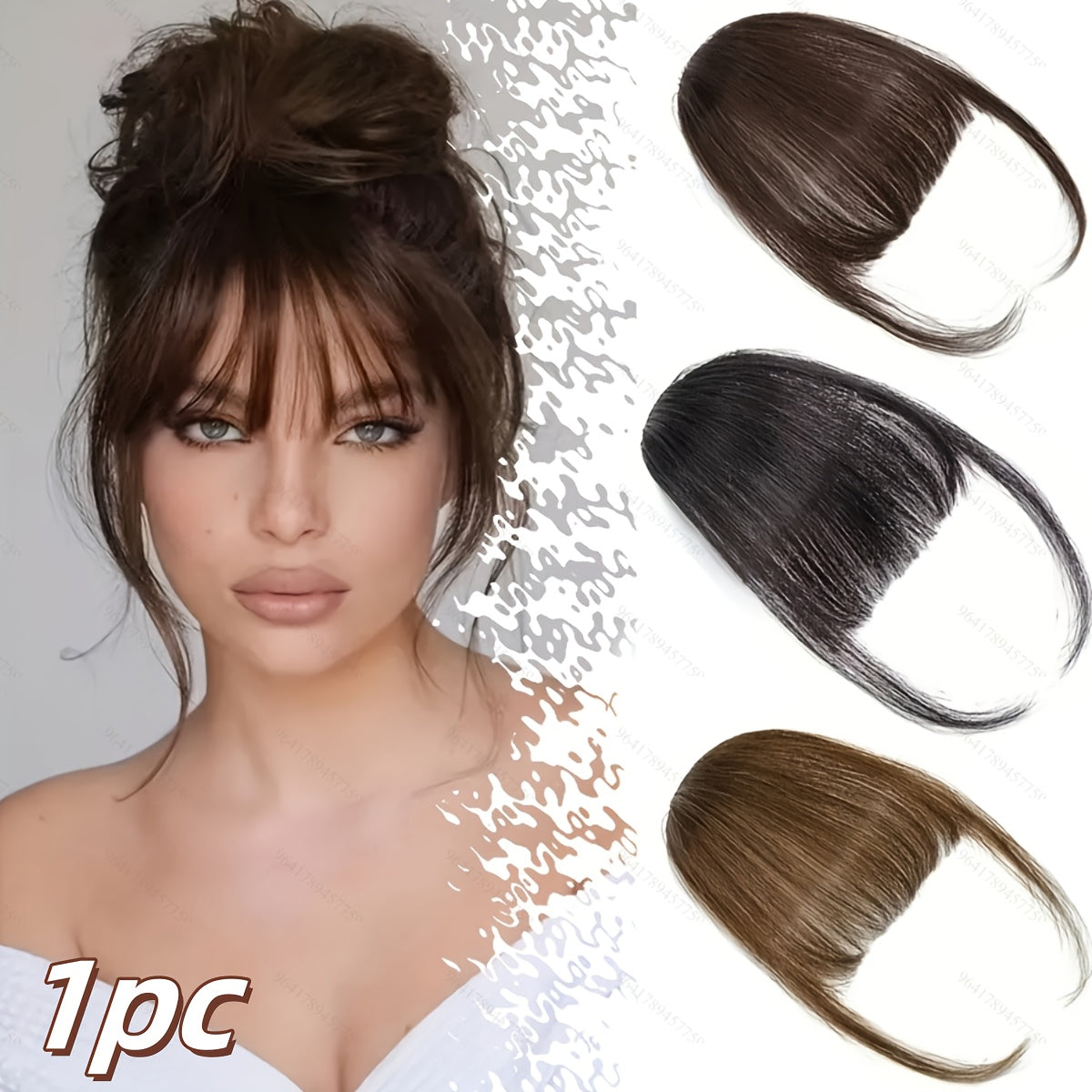 1pc Elegant Synthetic Bangs Hair Clip, Natural Full Bangs Hair Accessories for Daily Wear, Deep Brown, Black, Bangs Hair Accessories
