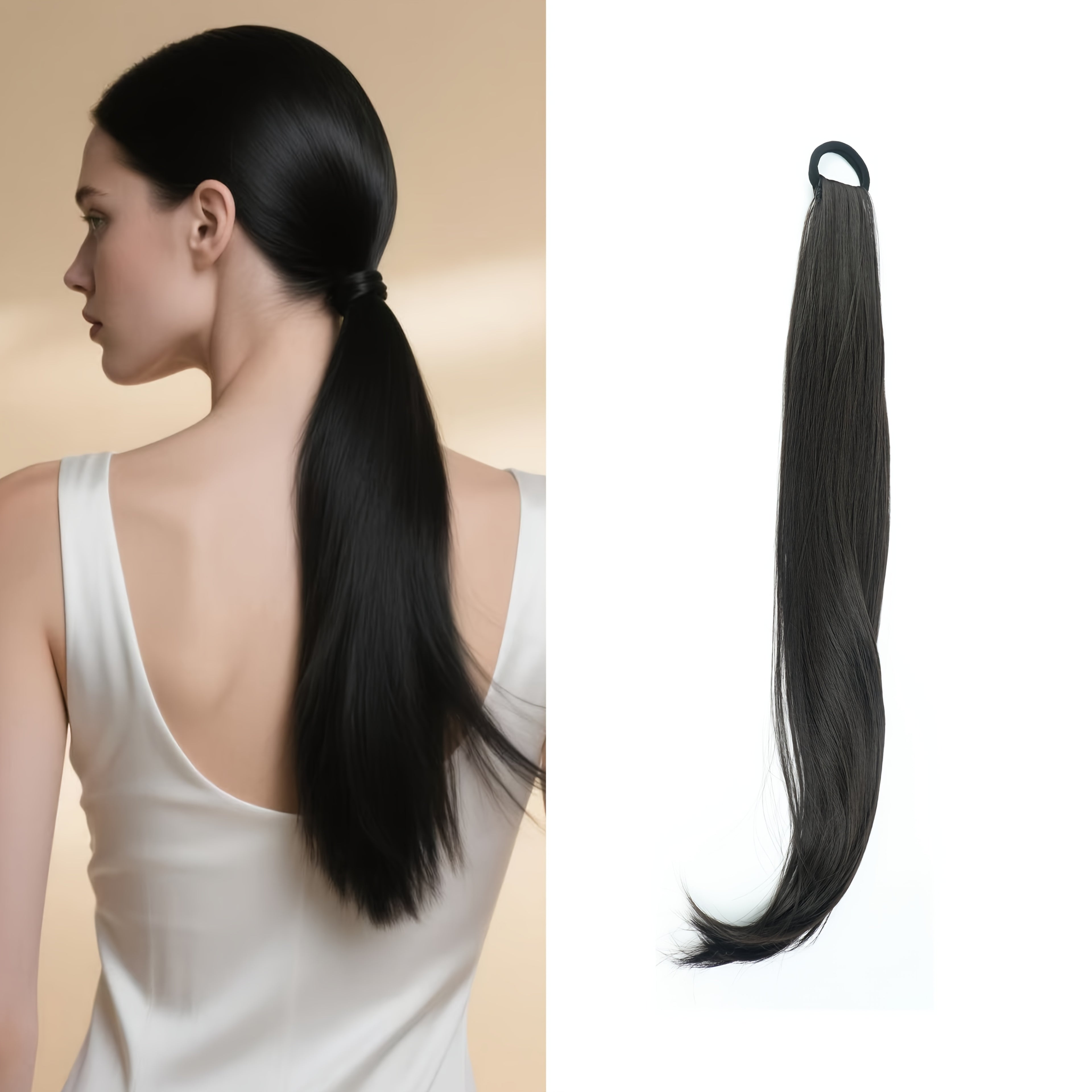 Elegant 50.8 cm hair piece with a Women's ponytail extension, universal synthetic long hair, naturally looking slightly curly, high elasticity loop, suitable for all ages, multiple styling options.