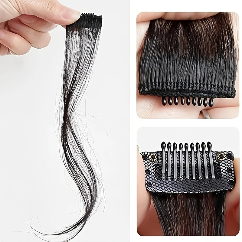 2pcs Elegant Body Wave Clip-In Hair Extensions, High Temperature Fiber, Women'S Side Bangs, Christmas Music Festival Hairpiece